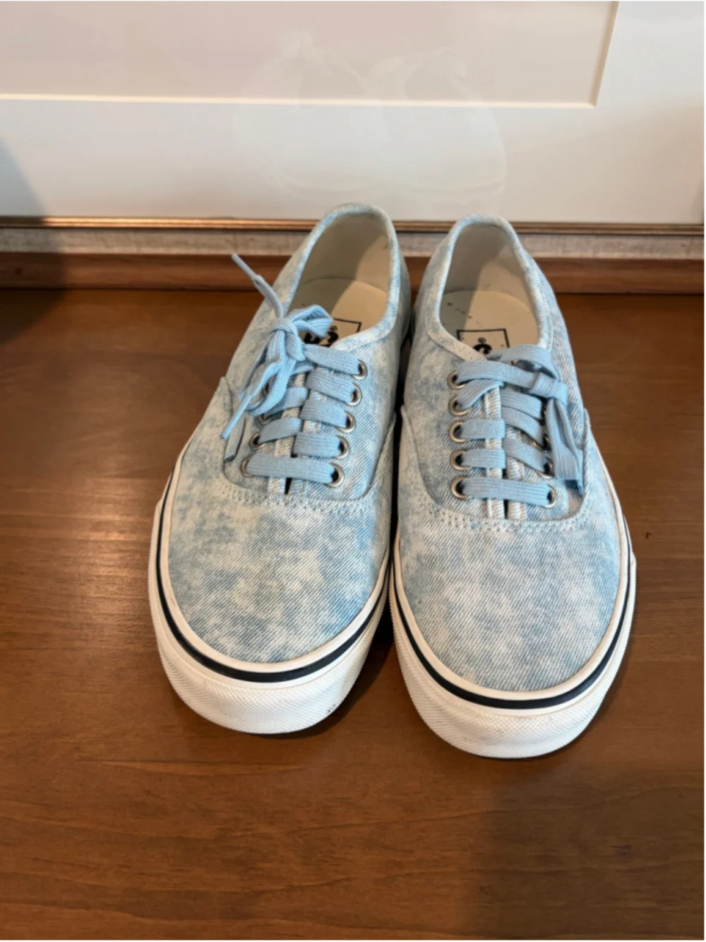 Vans Authentic Acid Wash Denim Low-Top Sneakers - Blue - Women's Size 8